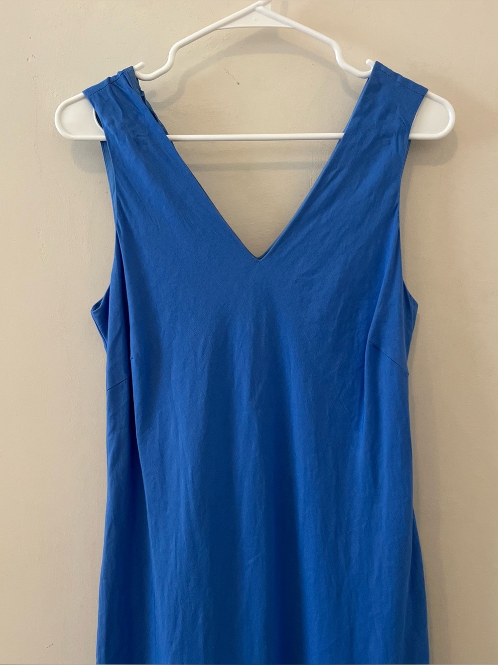 Casual Corner | blue V neck linen blend maxi dress